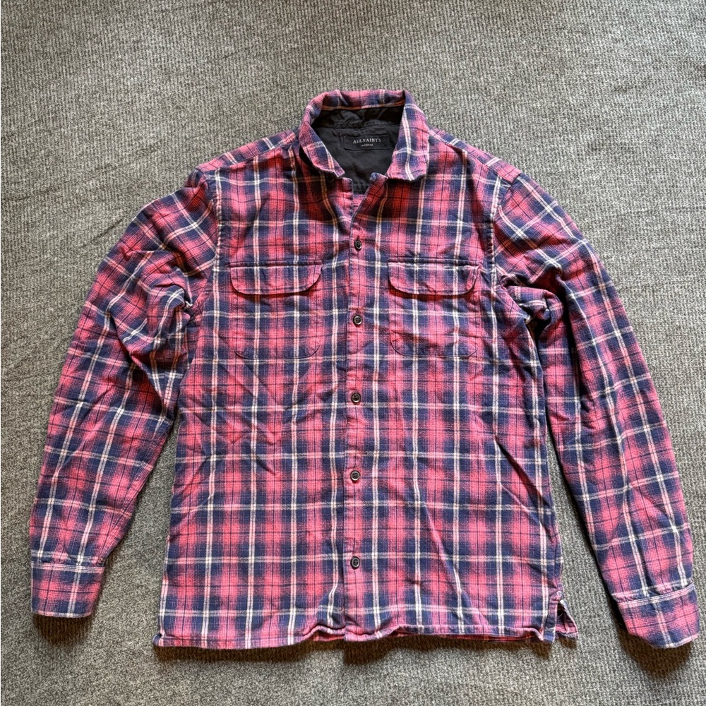 All Saints Red and Blue Plaid Shirt